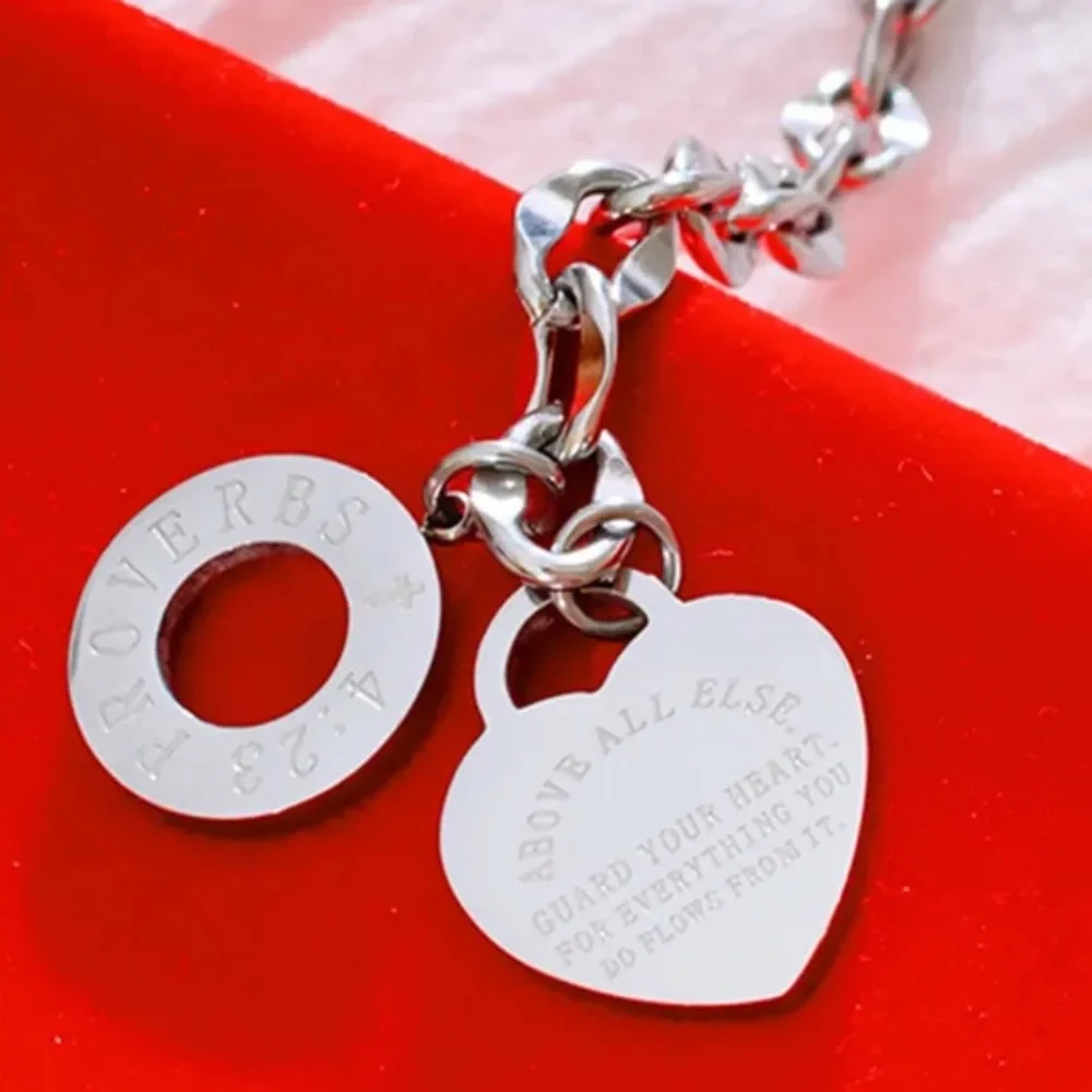 New Proverbs 4:23 Handmade 316L Stainless Steel Cross Heart Pendant Necklace